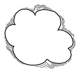 Speech bubble for chat communication symbol. Empty background balloon talk cloud for message chatting. Comic cartoon element. Hand drawn retro vintage illustration. Simple line drawing.