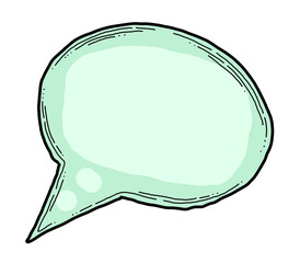 Speech bubble for chat communication symbol. Empty background balloon talk cloud for message chatting. Comic cartoon element. Hand drawn retro vintage illustration. Simple line drawing.