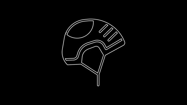 White line Helmet icon isolated on black background. Extreme sport. Sport equipment. 4K Video motion graphic animation