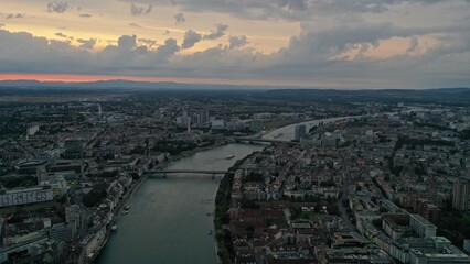 Sunset in Basel. View from above.