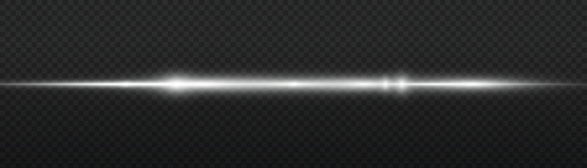 Horizontal light rays, white line, flash glare