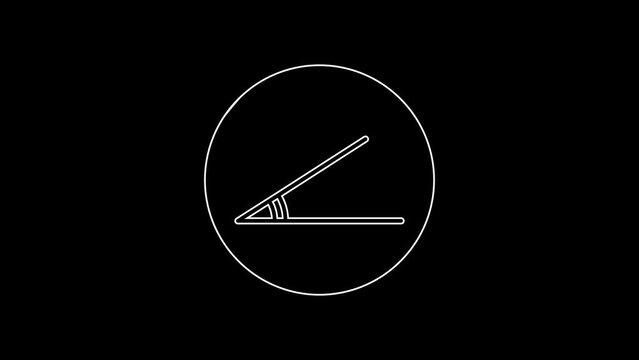 White line Acute angle of 45 degrees icon isolated on black background. 4K Video motion graphic animation