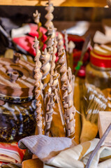 Vintage rusty drill bits standing upright 