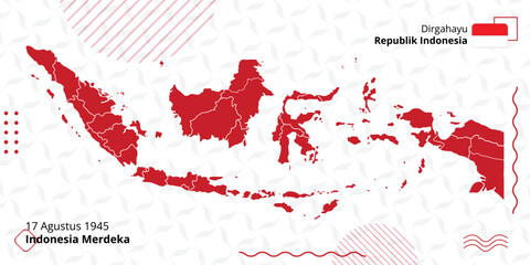indonesian independence day banner 17 august 1945, simple background with a little free space you can add a logo according to the year of independence