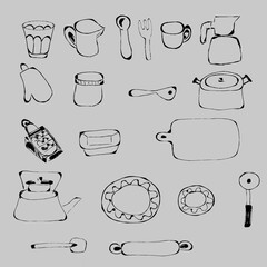 doodle food icons