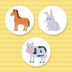 cute farm animals set