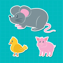 cute animals icon set