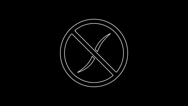 White line Anti worms parasite icon isolated on black background. 4K Video motion graphic animation
