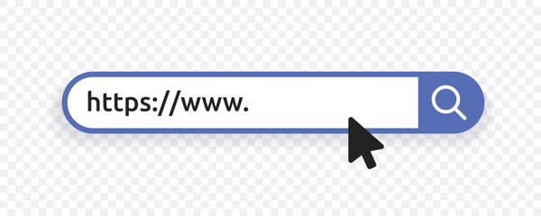 Search bar web design element template with cursor vector illustration isolated on transparent background.