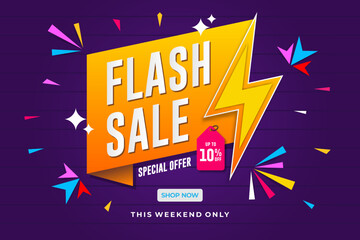 Flash sale banner template design. Abstract sale banner. promotion poster. special offer up to 10% off