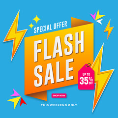 Flash sale banner template design. Abstract sale banner. promotion poster. special offer up to 35% off