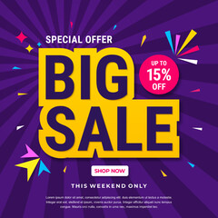 Big sale banner template design. Abstract sale banner. promotion poster. special offer up to 15% off