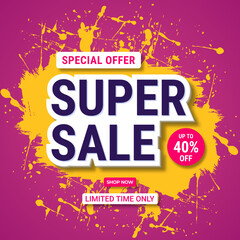 Big sale banner template design. Abstract sale banner. promotion poster. special offer up to 40% off