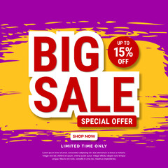 Fototapeta na wymiar Big sale banner template design. Abstract sale banner. promotion poster. special offer up to 15% off