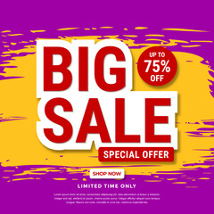 Big sale banner template design. Abstract sale banner. promotion poster. special offer up to 75% off