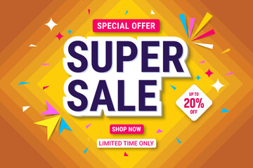 Super sale banner template design. Abstract sale banner. promotion poster. special offer up to 20% off