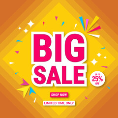 Fototapeta na wymiar Big sale banner template design. Abstract sale banner. promotion poster. special offer up to 25 percent off