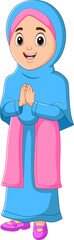 Cartoon illustration of a female Muslim people