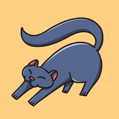 Hand Drawn Cute Cat Stretch Illustration