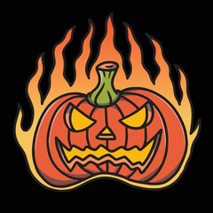 Hand Drawn Cute Pumpkin Halloween Illustration