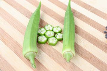 okra stock with slice on farm