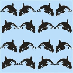 Illustration killer whale pattern wallpape