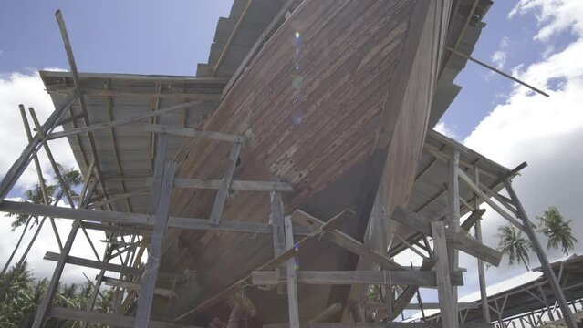 Traditional Phinisi Pinisi Boat Building at Tanjung Bira, South Sulawesi, Indonesia
