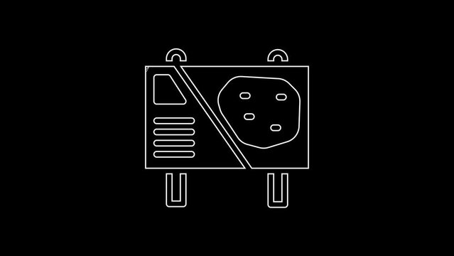 White line Amusement park billboard icon isolated on black background. Entertainment in vacation. 4K Video motion graphic animation
