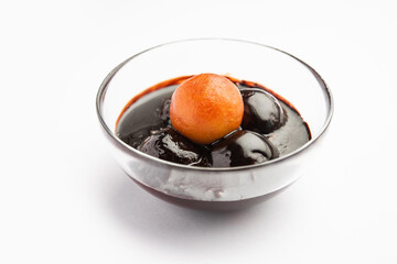 Chocolate dipped gulab jamun, indian creative fusion dessert food