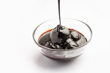 Chocolate dipped gulab jamun, indian creative fusion dessert food