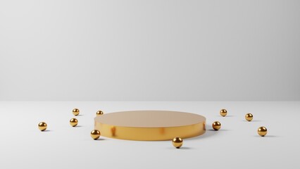 abstract minimal gold pedestal or podium display, golden empty stand for product showcase,3D rendering