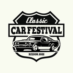 Classic car emblem badge logo vector illustration isolated