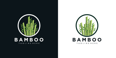 bamboo logo icon design stems and leaves with template creative