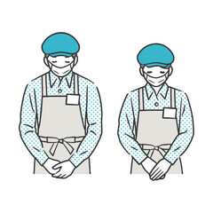 お辞儀をする店員（マスク姿）