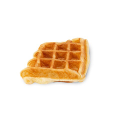 Croissant Waffle isolated on white background with clipping path.