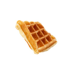 Croissant Waffle isolated on white background with clipping path.