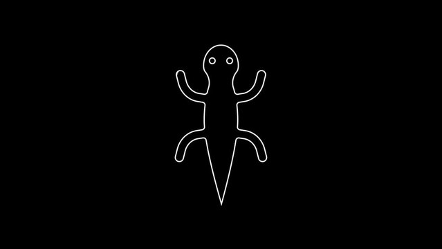 White line Lizard icon isolated on black background. 4K Video motion graphic animation