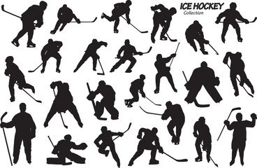 ice hockey silhouettes - obrazy, fototapety, plakaty