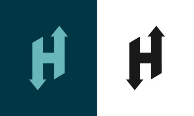 H Logo With Arrow, Minimalist Design Concept, Vector Template
