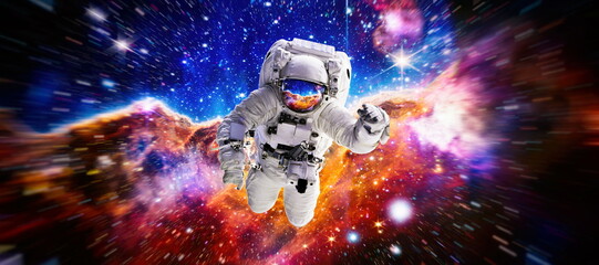 Astronaut in outer space.Cosmic art, science fiction wallpaper. Beauty of deep space. Elements of...