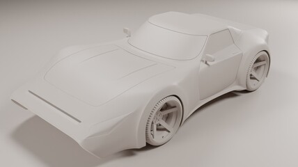 Sport car concept new design model white color detail render 3D rendering unbranded vehicle wallpaper backgrounds