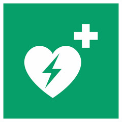 emergency sign Automated external heart defibrillator