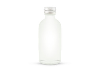 Empty transparent glass bottle with aluminium screw cap vector illustration