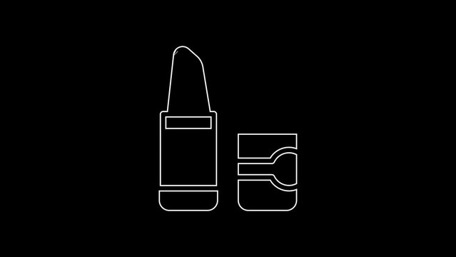 White line Lipstick icon isolated on black background. 4K Video motion graphic animation