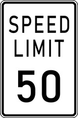 speed limit 50 sign - safety sign on highways and parking areas