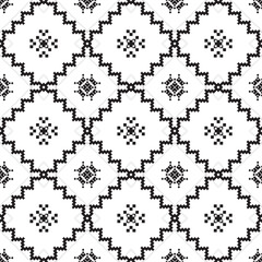 Black and white ethnic embroidery seamless pattern background vector illustration