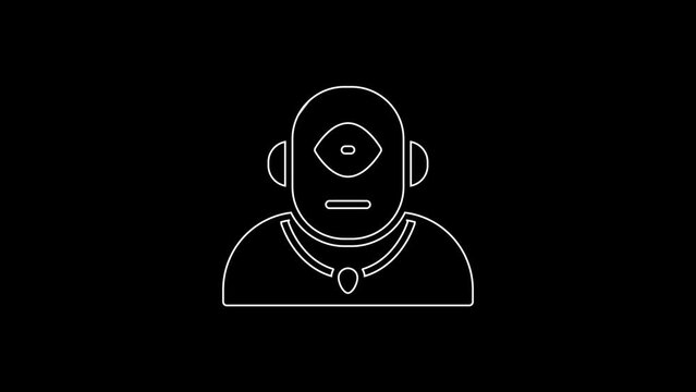 White line Cyclops icon isolated on black background. 4K Video motion graphic animation