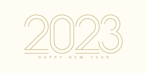 2023 Happy New Year. 2023 modern text vector luxury design gold color.