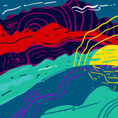 Colorful Hand Drawn Abstract Doodle Background