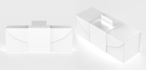 Blank product packaging paper cardboard box. 3d illustration.
